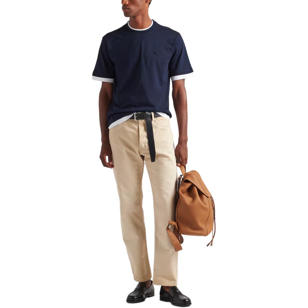 Purchase 普拉达海军蓝宽松款Logo圆领T恤 UJN912-11CD-F0124-S-OOO