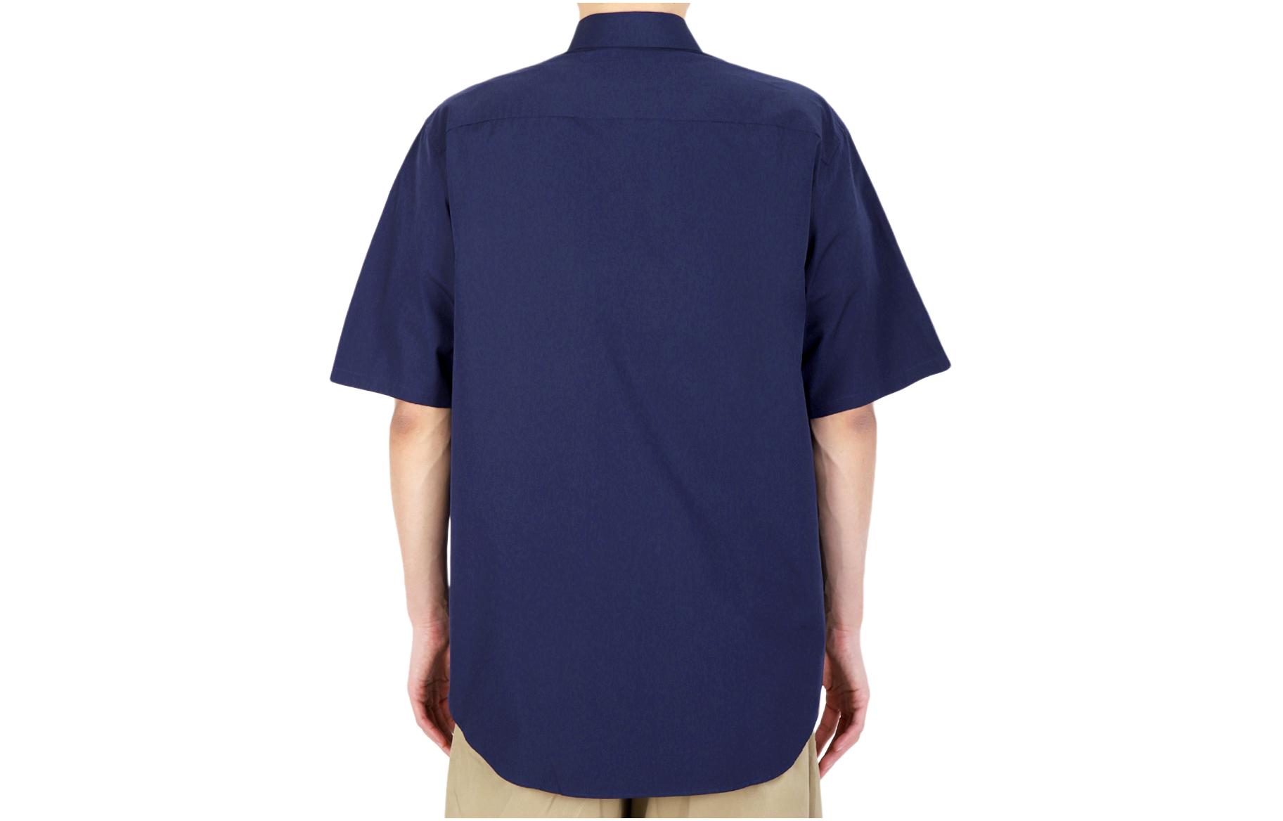 Lookbook 프라다 네이비 블루 반팔 버튼업 셔츠 UCS503-1XV2-F0021