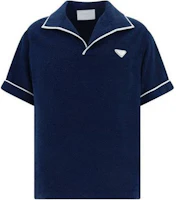 Order PRADA 海軍藍條紋標誌短袖Polo衫 SC751-1ZR3-F0008-S-OOO