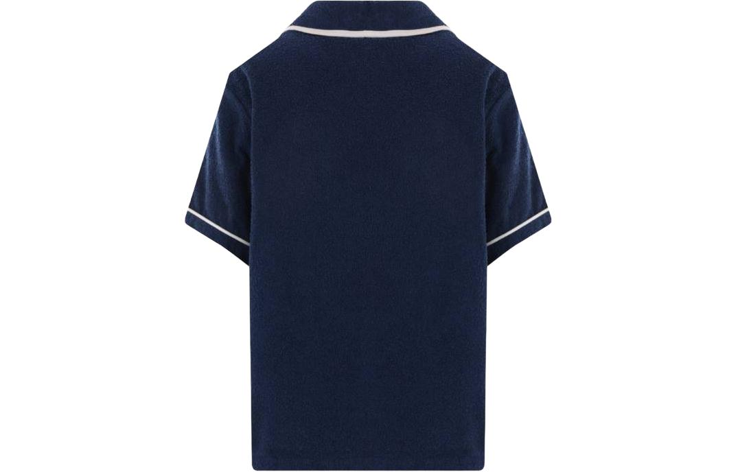 Lookbook PRADA 海军蓝条纹徽标印花短袖POLO衫. SC751-1ZR3-F0008-S-OOO