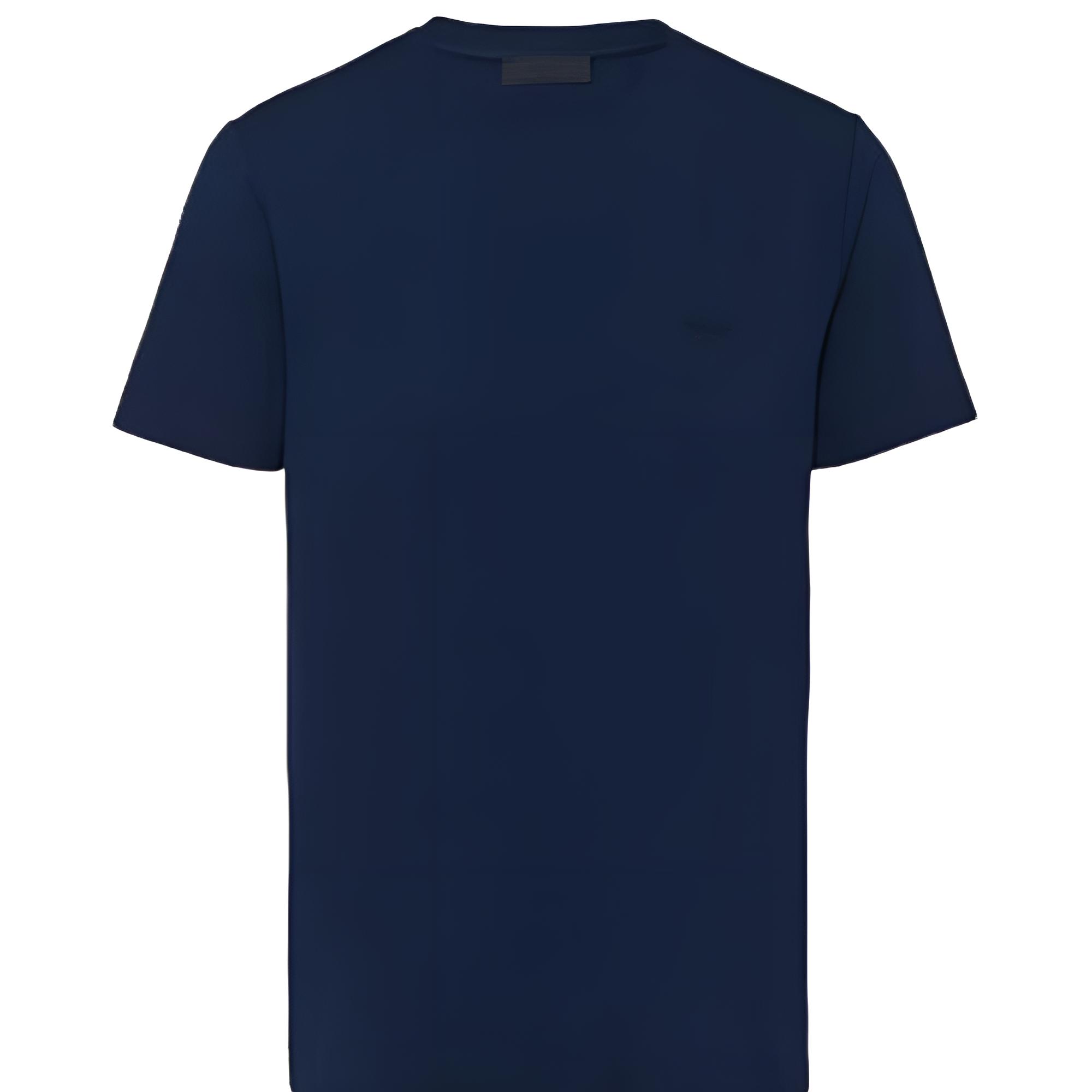 PRADA  Navy Stretch Cotton Crewneck Slim Fit Short Sleeve T-Shirt UJM564-1UOR-F0124-S-092