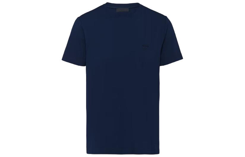 Order 프라다 네이비 스트레치 코튼 크루넥 슬림핏 반팔 티셔츠 UJM564-1UOR-F0124-S-092