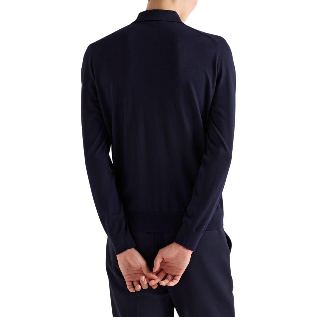 PRADA  Navy Wool Half-Zip Sweater with Embroidered Logo FW24 UMB815-1164--S-OOO 圖 4