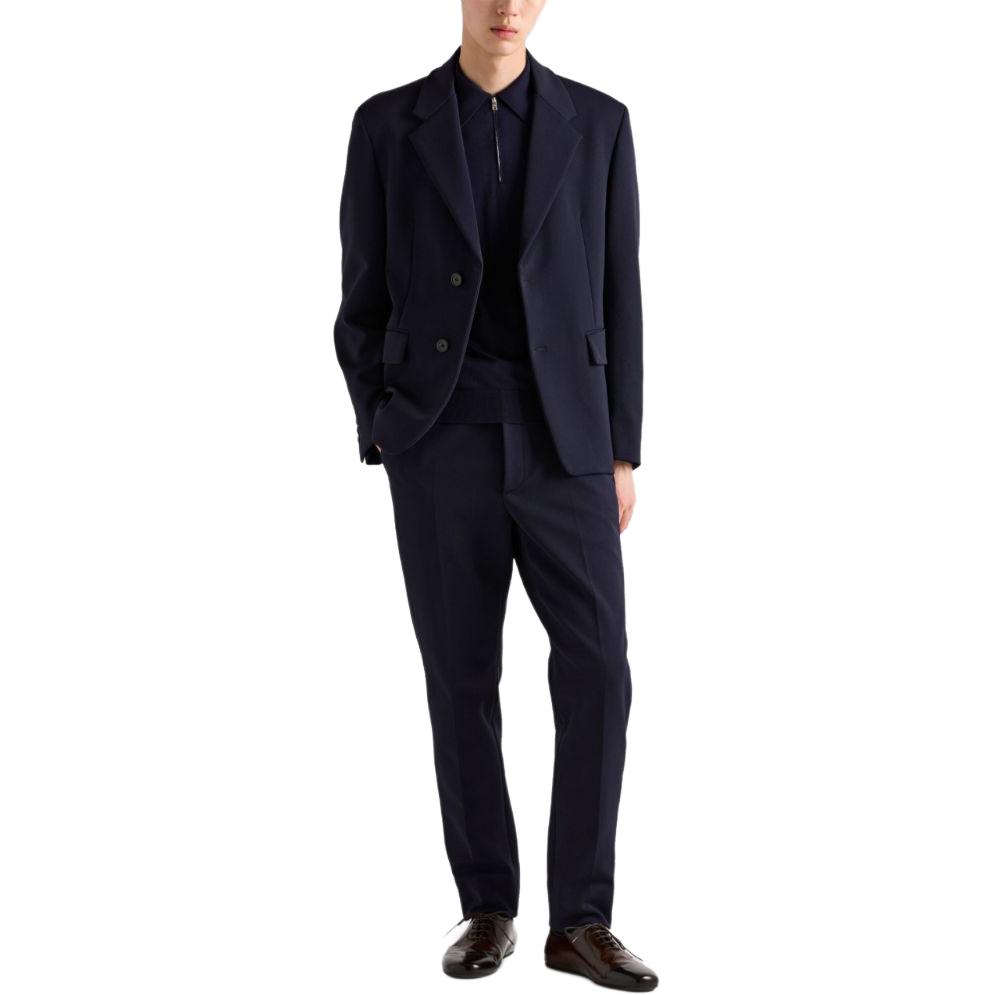 PRADA  Navy Wool Half-Zip Sweater with Embroidered Logo FW24 UMB815-1164--S-OOO 圖 5