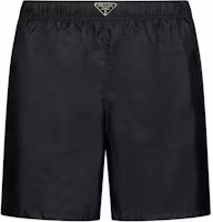 PRADA Re-Nylon Swim Trunks Black Elastic Waist Loose Fit Swim Shorts UB372-1WQ9-F0002-S-OOO PRADA Re-Nylon Swim Trunks Black Elastic Waist Loose Fit Swim Shorts UB372-1WQ9-F0002-S-OOO