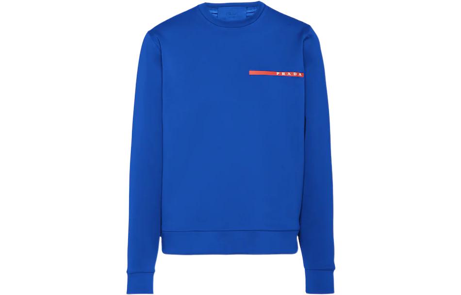PRADA  Re-Nylon Two-Tone Logo Knit Sweatshirt Deep Blue. SJN261-LJ4-F0C2V-S-202