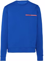 PRADA Re-Nylon Two-Tone Logo Knit Sweatshirt Deep Blue. SJN261-LJ4-F0C2V-S-202 PRADA Re-Nylon Two-Tone Logo Knit Sweatshirt Deep Blue. SJN261-LJ4-F0C2V-S-202