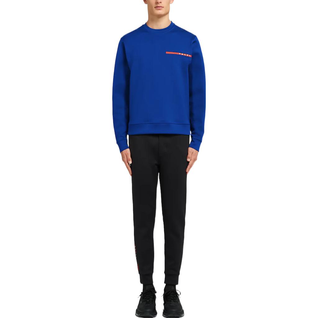 Lookbook 普拉达 Re-Nylon 深蓝双色徽标针织卫衣. SJN261-LJ4-F0C2V-S-202