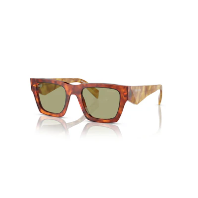 PRADA Rectangular Acetate Tortoiseshell Sunglasses with Letter Temples. PRA06S11P60C