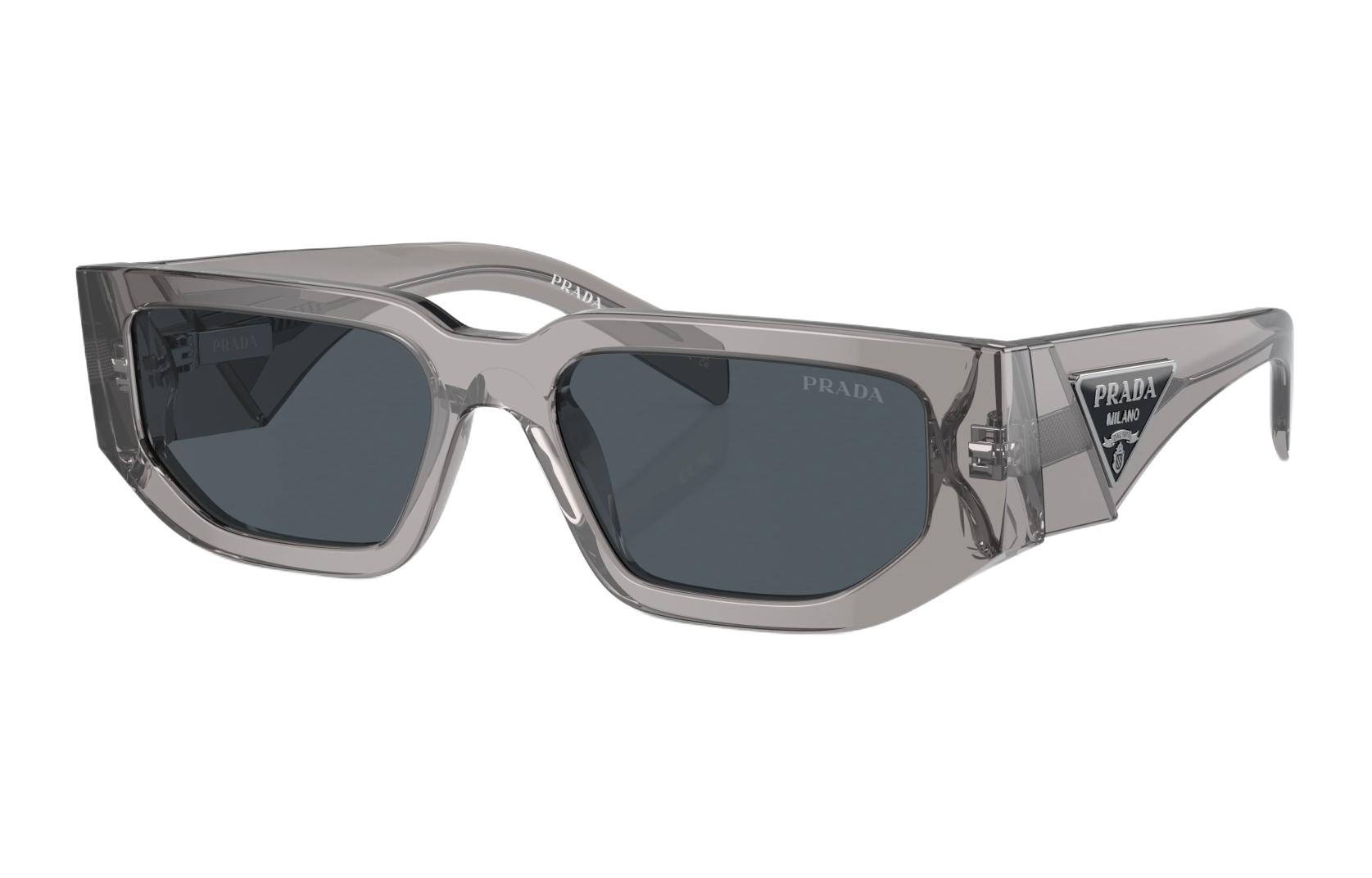 PRADA  Rectangular Grey Sunglasses with Triangle Logo Acetate Frame. PR09ZS18S09T
