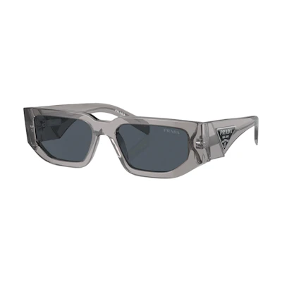 PRADA Rectangular Grey Sunglasses with Triangle Logo Acetate Frame. PR09ZS18S09T