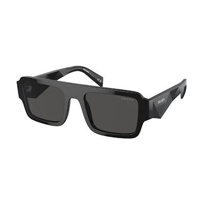 PRADA Rectangular Sunglasses with Letter Logo - Black 0PRA05SF-16K08Z