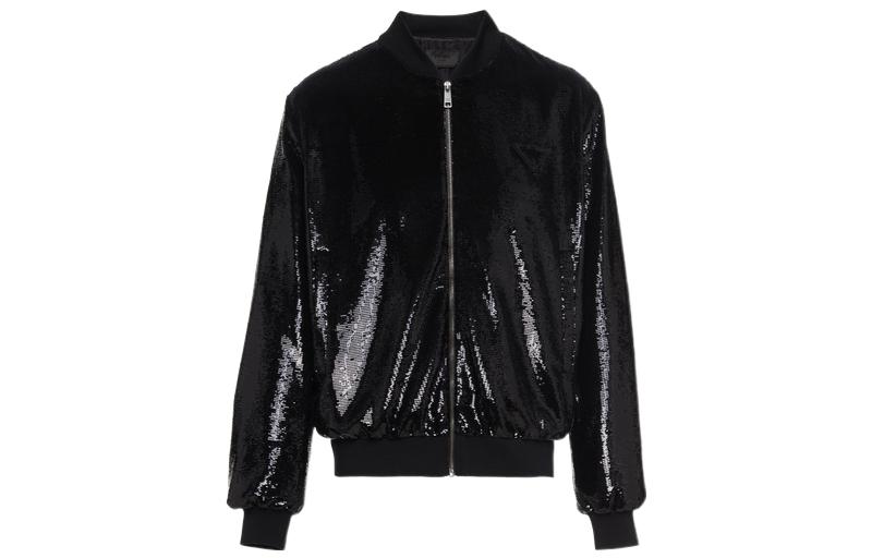 PRADA  Sequin Long Sleeve Jacket Black SGB966-1Z9V-F0002-S-221