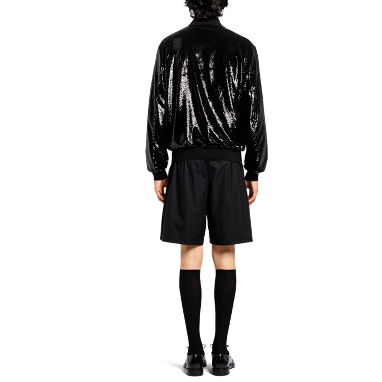 Shop PRADA 黑色亮片长袖外套 SGB966-1Z9V-F0002-S-221