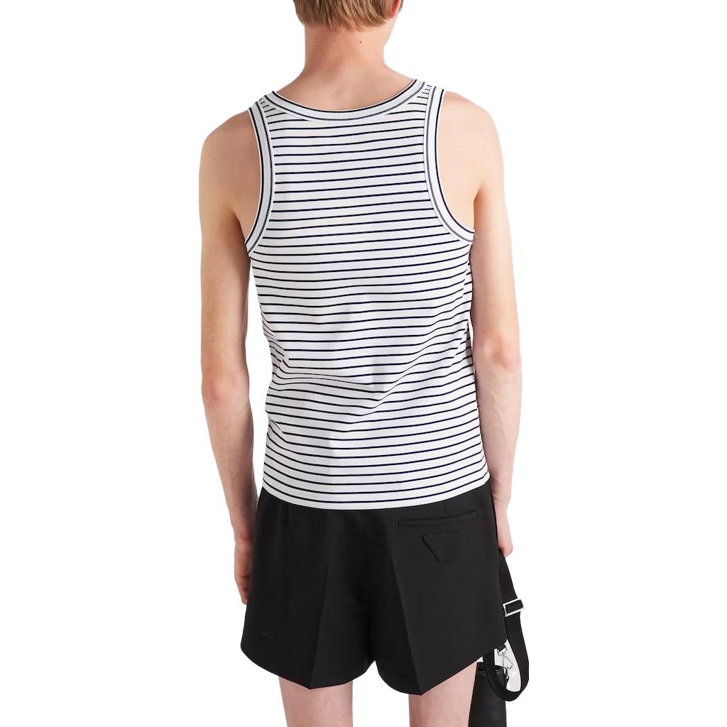 Shop PRADA Baju Tanpa Lengan Bergaris Kapas Pelbagai Warna Crewneck Vest. UJT109-111L-F0UB0-S-222