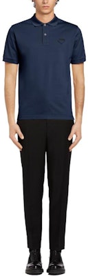 PRADA Slim Fit Blue Polo Shirt with Logo Design Short Sleeves. UJN444-XGS-F0124-S-WEO Shop PRADA Slim Fit Blue Polo Shirt with Logo Design Short Sleeves. UJN444-XGS-F0124-S-WEO