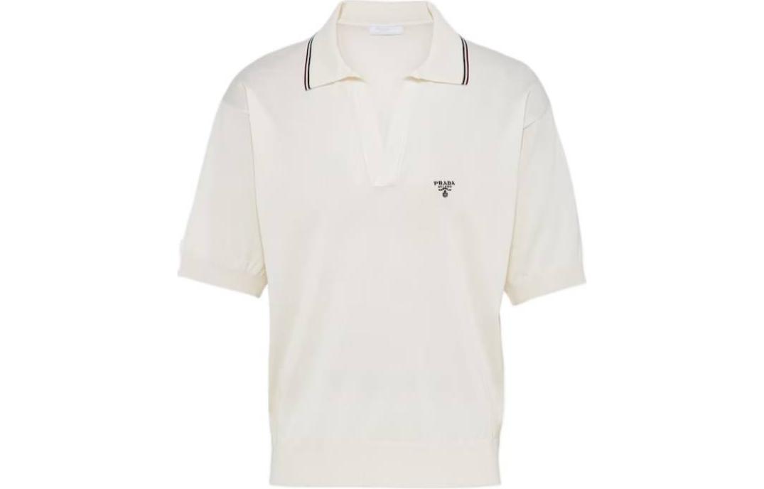Order PRADA Polo Slim Fit de Manga Corta Blanca para Hombre UMB765-14HB-F0009-S-OOO