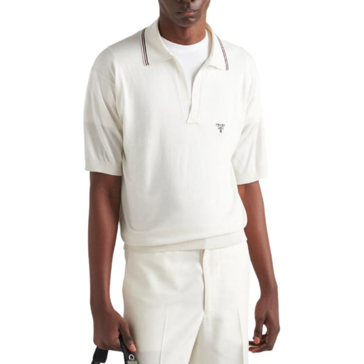 Shop PRADA Polo Slim Fit de Manga Corta Blanca para Hombre UMB765-14HB-F0009-S-OOO