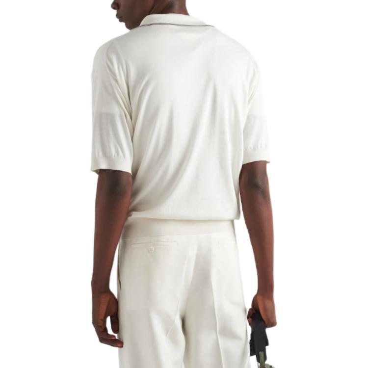 Purchase PRADA Polo Slim Fit de Manga Corta Blanca para Hombre UMB765-14HB-F0009-S-OOO
