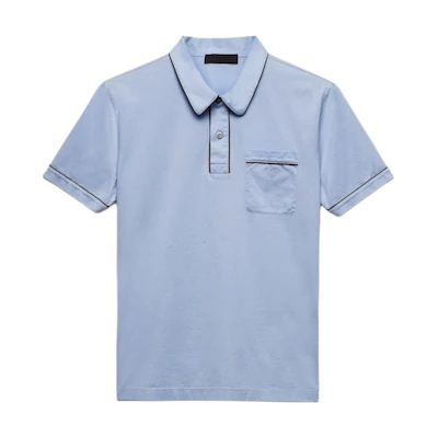 PRADA Slim Fit Solid Color Short Sleeve Polo Shirt Blue UJN914-15DI-F0FQ3-S-OOO