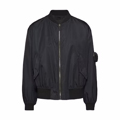 PRADA Solid Black Baseball Collar Zip-Up Jacket SGC006-1WQ8-F0002-S-221