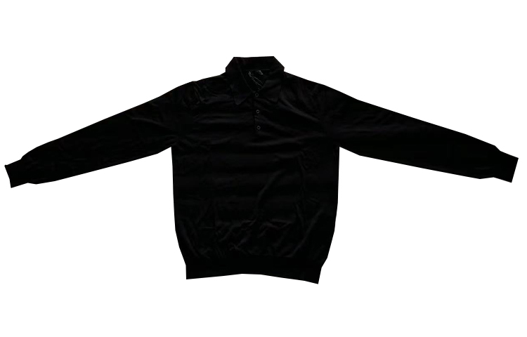 PRADA  Solid Black Long Sleeve Casual Polo Shirt DNA793-1YKU-F0002-S-191