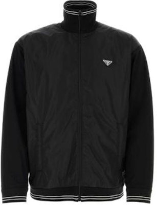 PRADA Jaket Hitam Pejal Berzip Leher Berdiri Lengan Panjang UJL42B-1YR5-F0806-S-OOO Order PRADA Jaket Hitam Pejal Berzip Leher Berdiri Lengan Panjang UJL42B-1YR5-F0806-S-OOO