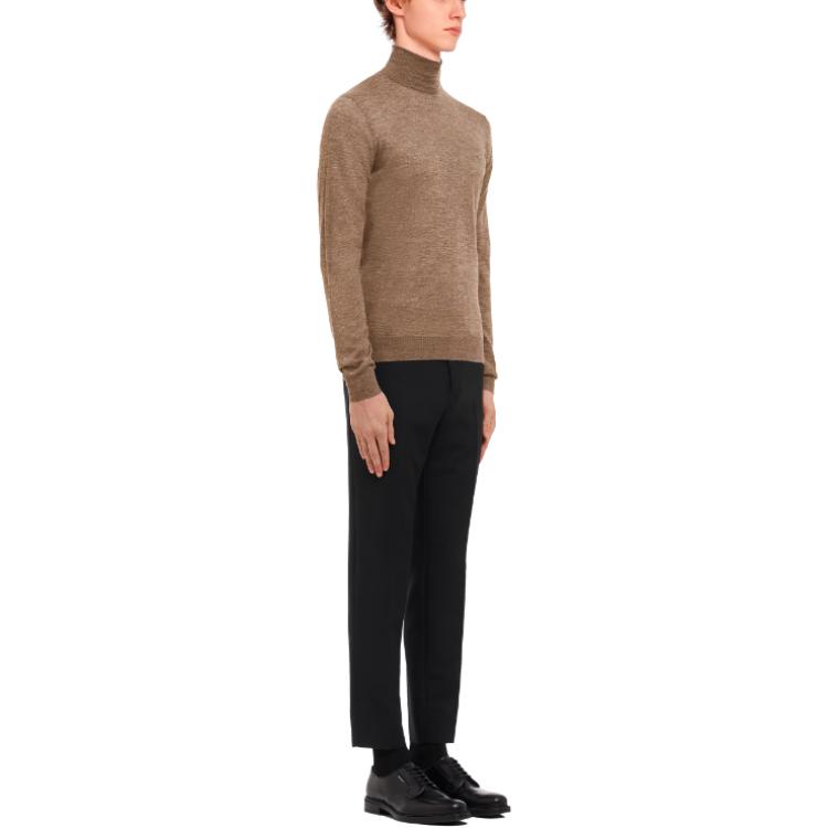 Purchase PRADA  Solid Brown High-Neck Slim-Fit Sweater Long Sleeve Pullover UMR185-1N2W-F0040