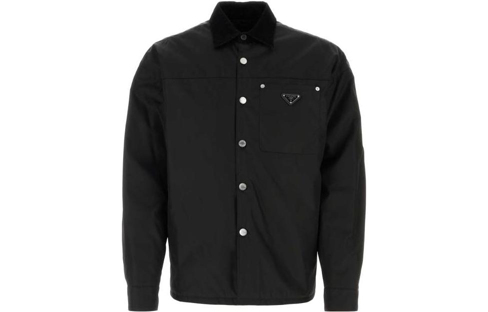 Order PRADA 純色長袖鈕扣襯衫 - 黑色 SC713M-1WQ8-F0002-S-232