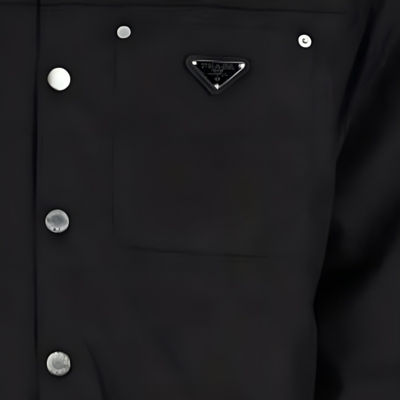 Purchase PRADA 純色長袖鈕扣襯衫 - 黑色 SC713M-1WQ8-F0002-S-232