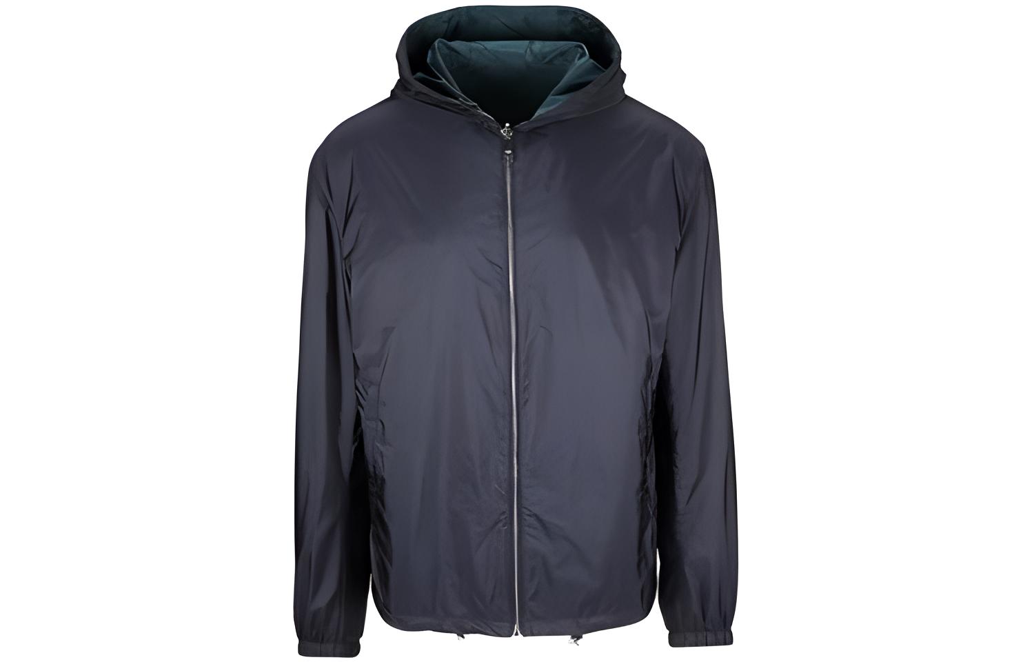 PRADA  Solid Color Loose Fit Zip Hoodie Jacket - Blue SGH85-1Q04-F0WRJ