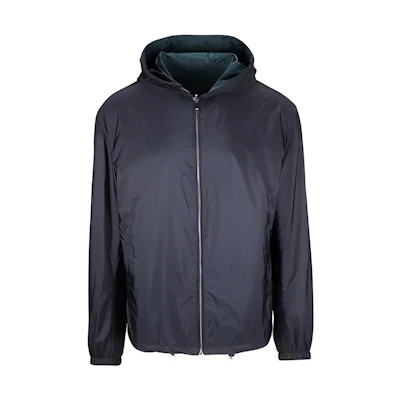 PRADA Solid Color Loose Fit Zip Hoodie Jacket - Blue SGH85-1Q04-F0WRJ