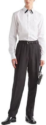 프라다 솔리드 컬러 싱글 브레스티드 화이트 긴소매 셔츠 UCN530-10IV-F0964-S-OOO Lookbook 프라다 솔리드 컬러 싱글 브레스티드 화이트 긴소매 셔츠 UCN530-10IV-F0964-S-OOO