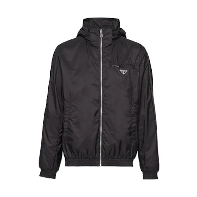 PRADA Solid Color Zip-Up Hoodie Jacket - Black SGB811-1WQ9-F0002-S-212