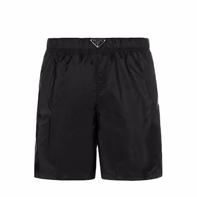 PRADA Solid Elastic Straight Casual Shorts Black UB372SOOO1WQ9-F0002