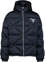 PRADA Solid Logo Hooded Down Jacket - Blue. SGC114-1WQ8-F0SVF-S-222 PRADA Solid Logo Hooded Down Jacket - Blue. SGC114-1WQ8-F0SVF-S-222