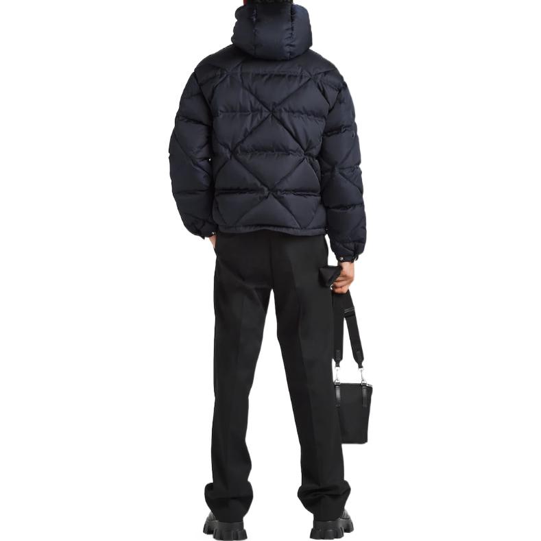 Shop Chaqueta Acolchada con Capucha PRADA Logo Sólido - Azul. SGC114-1WQ8-F0SVF-S-222