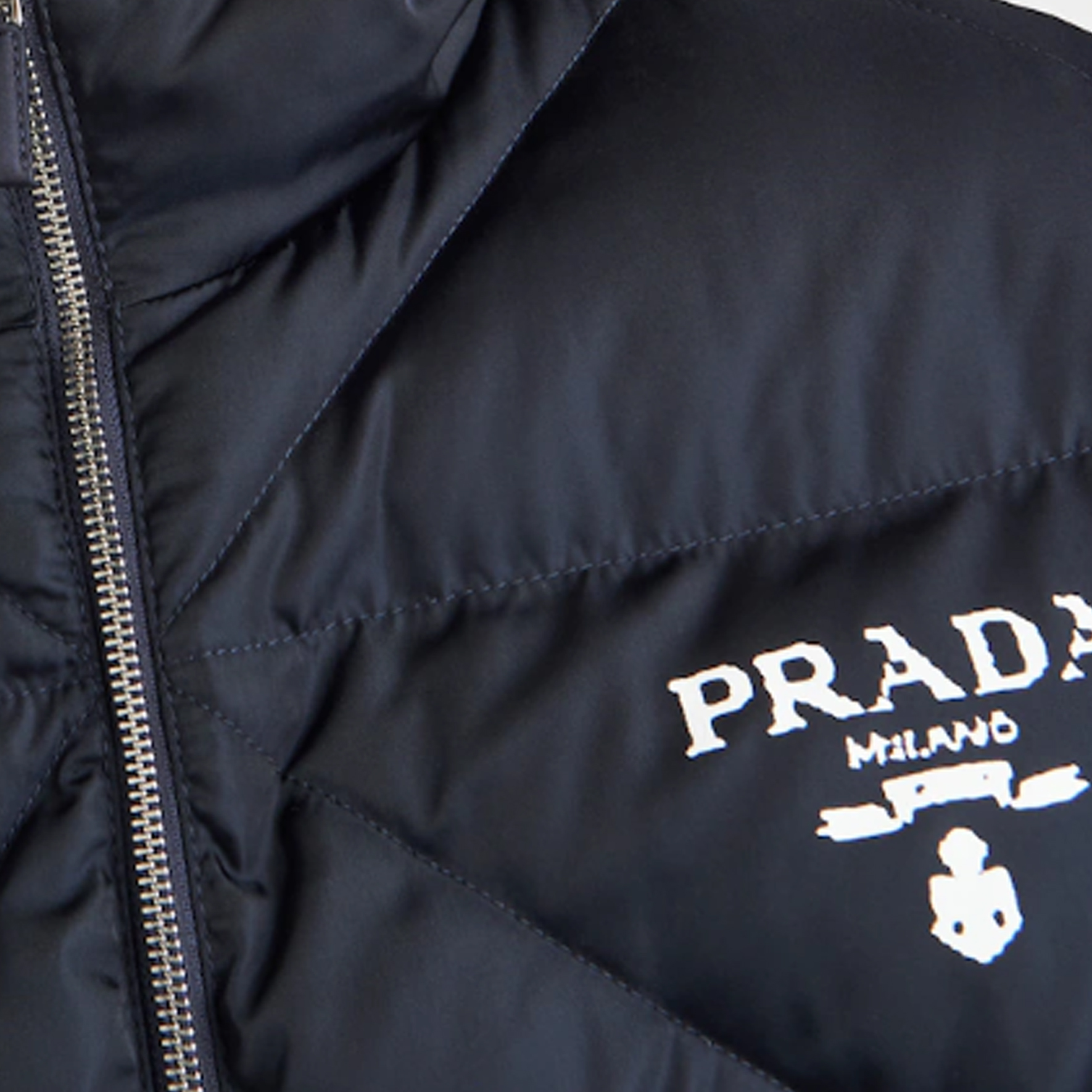 Sizing Chaqueta Acolchada con Capucha PRADA Logo Sólido - Azul. SGC114-1WQ8-F0SVF-S-222