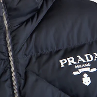 Sizing PRADA 固體標誌連帽羽絨外套 - 藍色 SGC114-1WQ8-F0SVF-S-222