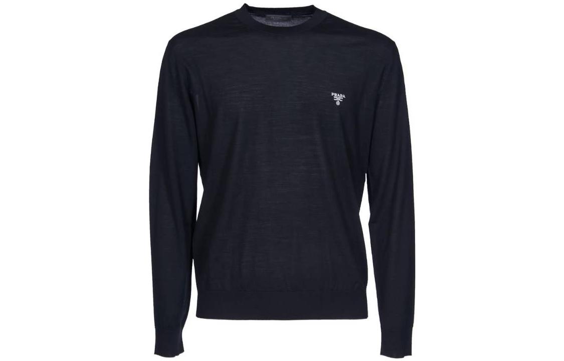 PRADA  Solid Logo Slim Fit Long Sleeve Knit Sweater - Navy Blue UMB2641ZLES212-F0002 圖 2