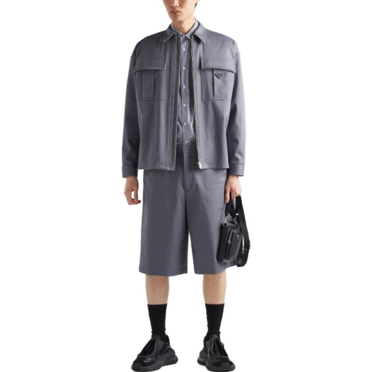 Lookbook 普拉达铁灰色标志拉链夹克. SC715-108I-F0D65-S-232