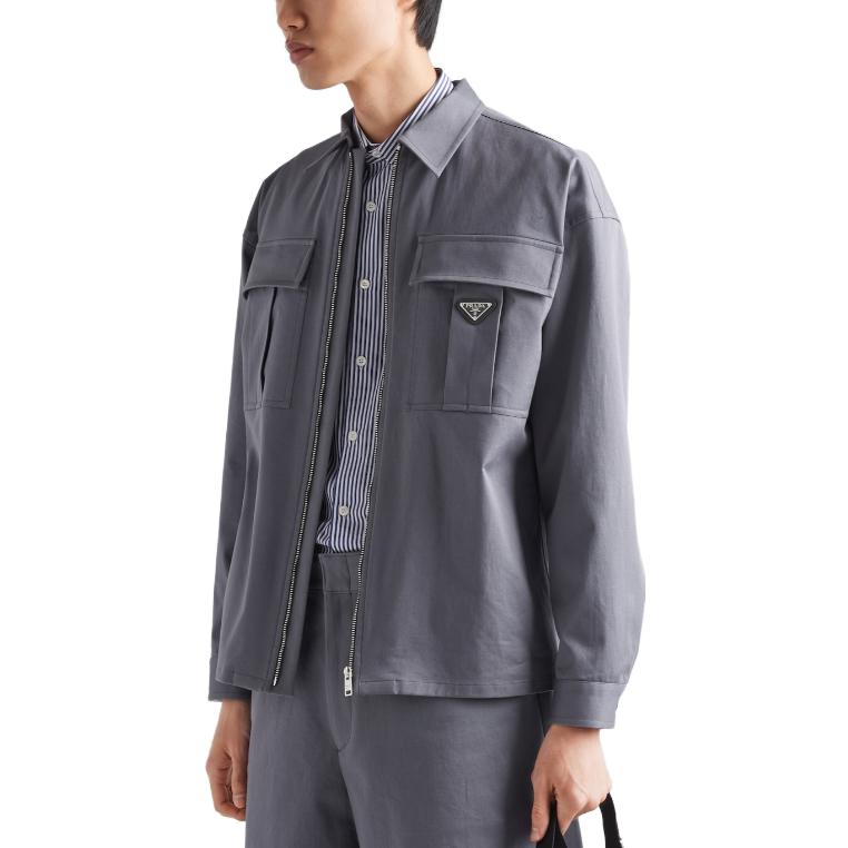 Purchase 普拉达铁灰色标志拉链夹克. SC715-108I-F0D65-S-232