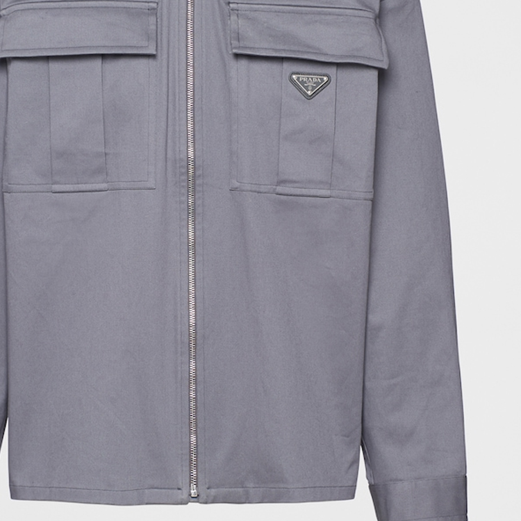 Sizing 普拉达铁灰色标志拉链夹克. SC715-108I-F0D65-S-232