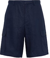 PRADA Solid Mid-Waist Straight Casual Shorts Blue. SPH386-11T7-F0SVF-S-OOO PRADA Solid Mid-Waist Straight Casual Shorts Blue. SPH386-11T7-F0SVF-S-OOO
