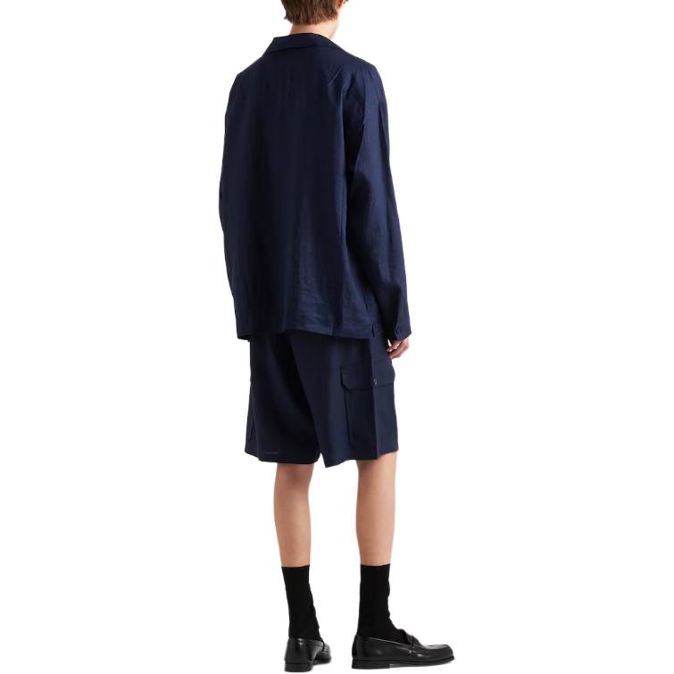 Shop PRADA Shorts Casual Rectos de Cintura Media Azul. SPH386-11T7-F0SVF-S-OOO