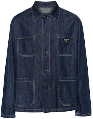 PRADA Jaket Denim Solid Multi-Poket Single-Breasted Biru Gelap. GEB256-14PW-F0008-S-OOO Order PRADA Jaket Denim Solid Multi-Poket Single-Breasted Biru Gelap. GEB256-14PW-F0008-S-OOO