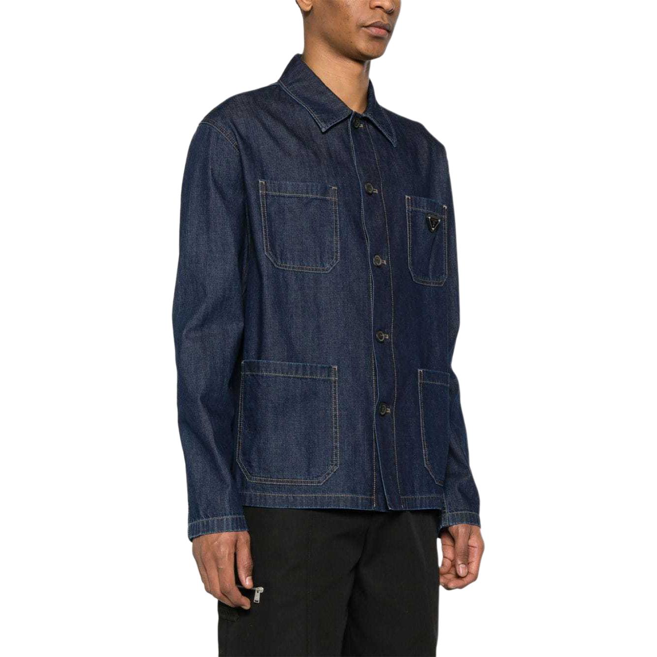 Purchase PRADA Jaket Denim Solid Multi-Poket Single-Breasted Biru Gelap. GEB256-14PW-F0008-S-OOO