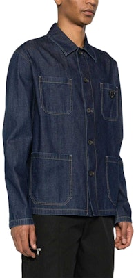 PRADA Jaket Denim Solid Multi-Poket Single-Breasted Biru Gelap. GEB256-14PW-F0008-S-OOO Purchase PRADA Jaket Denim Solid Multi-Poket Single-Breasted Biru Gelap. GEB256-14PW-F0008-S-OOO