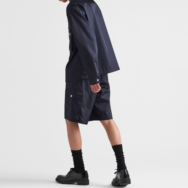 Sizing 普拉达 深蓝色直筒拉链短裤. SPH244-1WQ8-F0SVF