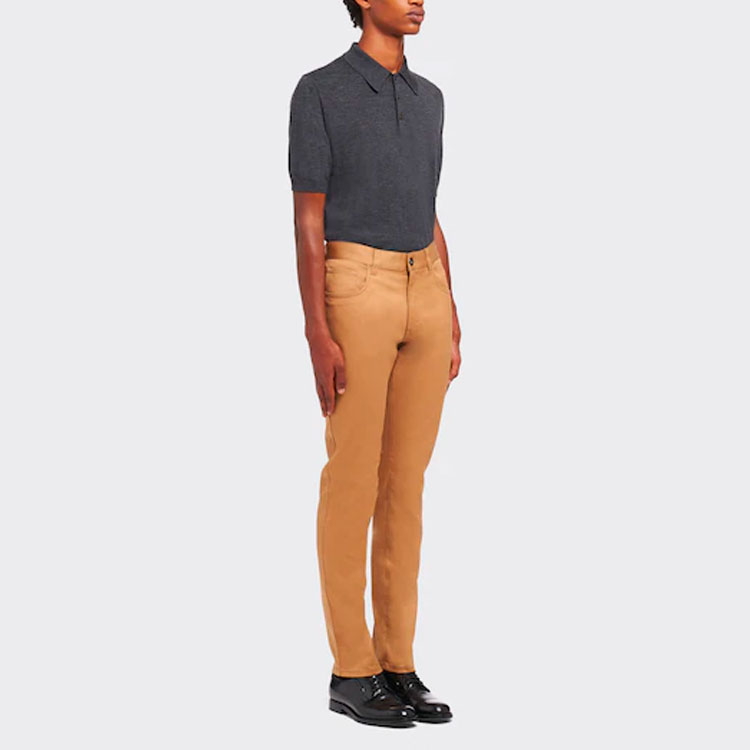 Purchase PRADA  Solid Straight-Leg Casual Pants Khaki Color GEP327-1W4P-F0BAM-S-202